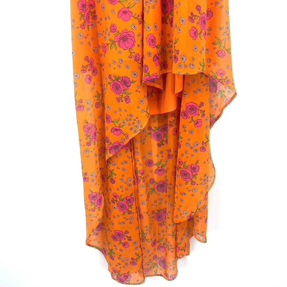 For Love & Lemons Peony High Low Floral Midi Dress Size M Adjustable Straps - Picture 9 of 11